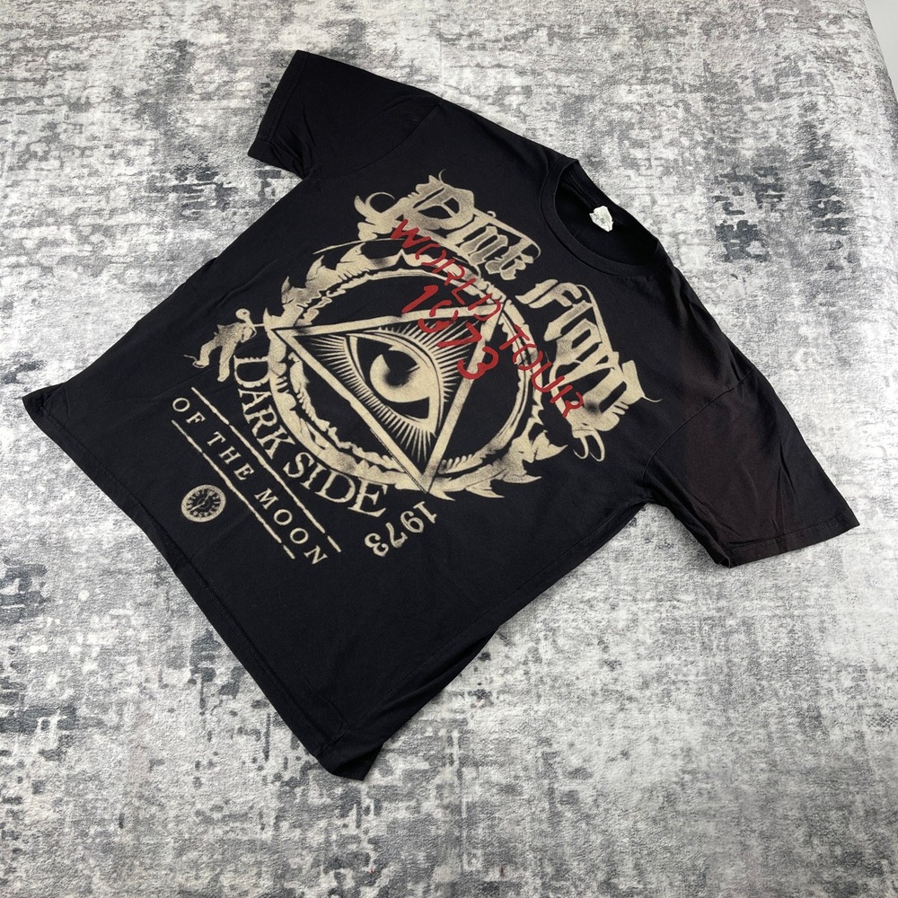 Vtg repoduction Pink Floyd Dark Side of the Moon 1973 Tour Shirt Mens XL Blac